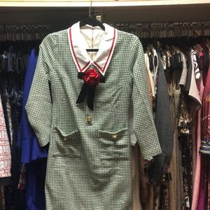 Super stylish designer feel tweed dress with bow